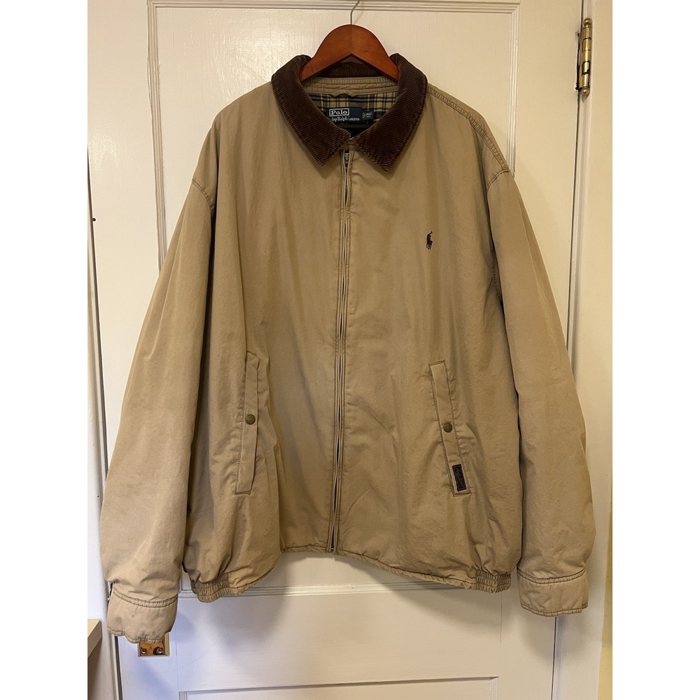 VTG Polo Ralph Lauren Mens 3XL Tall Barn Chore Coat Zip Jacket Corduroy Collar